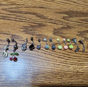 Bundle of 12 Belly Button Rings 14 gauge